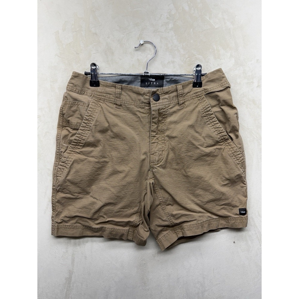 SITKA Gear Tarmac Shorts Men 30 S 8 Inseam Tobacco Brown Ripstop Hiking Gorpcore